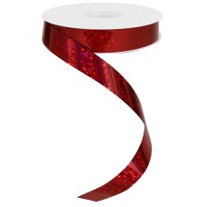 .625 Inch Red Holographic Ribbon, Made Of PET Plastic, 50 Yards (Lot of 1 Spool) SALE ITEM